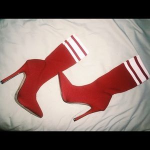 Red sock heels